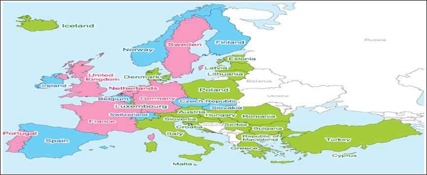 유럽의 DUR 시행 국가 분류