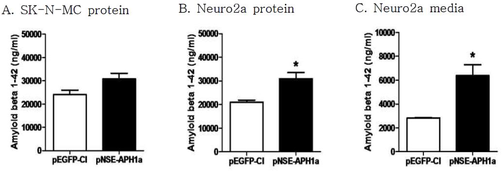 Quantification of Aβ42 peptide levels