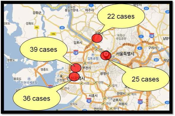 환자의 지역적 분포