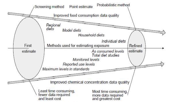 Stepwise approach to obtaining realistic dietary exposure assessment