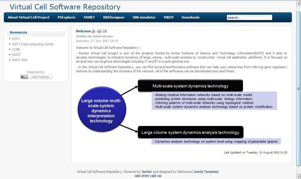 Virtual Cell Software Repository main page