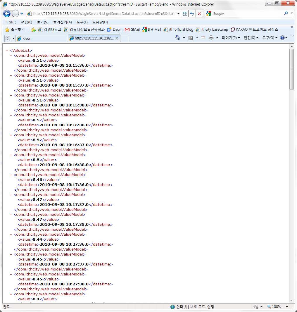 A sample of Kleon XML data page