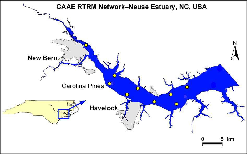 Monitoring sites of the Neuse Estuary Monitoring and Research Program