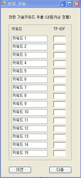 텍스트마이닝 결과 창