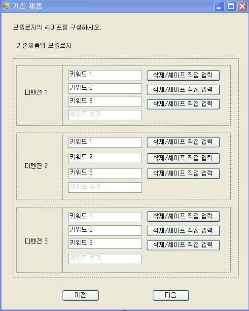 기존제품 모폴로지 형태 구성 창