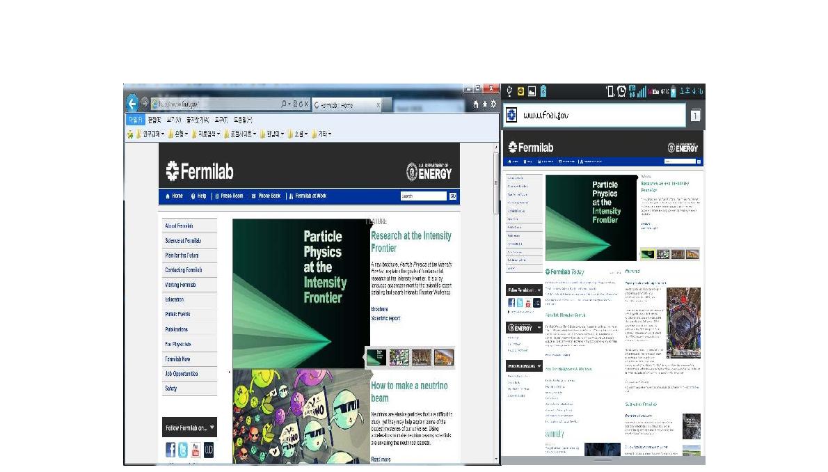 USA Fermilab PC Web(left) & Mobile Web(right)