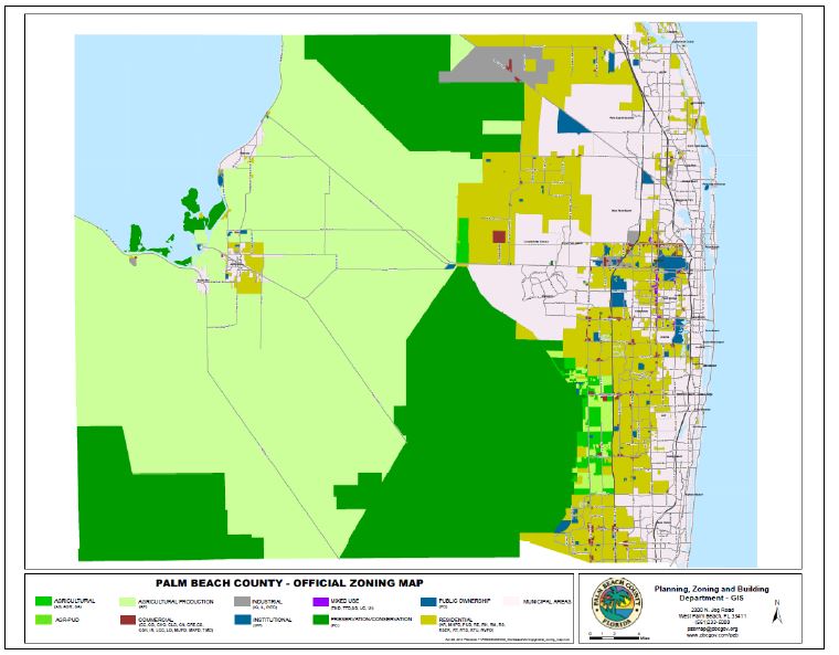 팜비치 카운티의 용도지역도(Official Zoning Map)