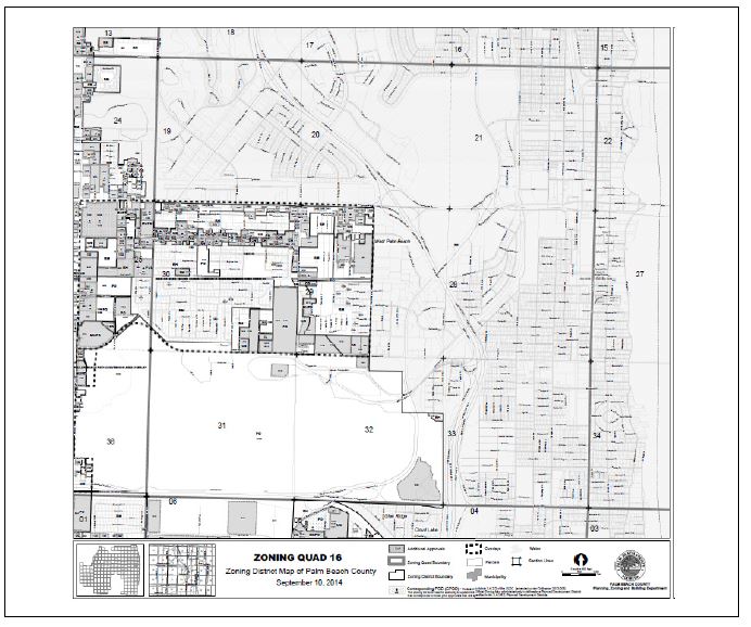 팜비치 카운티 16번 구역의 상세 용도지역도(Zoning District Map)