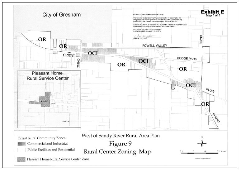 West of Sandy River 비도시 지역의 계획도(비도시 중심지역)