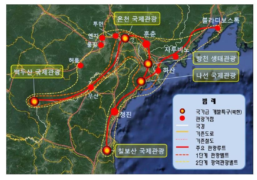 두만강유역 국제관광지대 공동개발사업 위치도