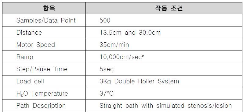 IDTE 횡단성 모사 시험기 작동 조건