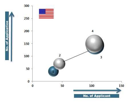 각 국가별 내•외국인 특허출원현황-미국