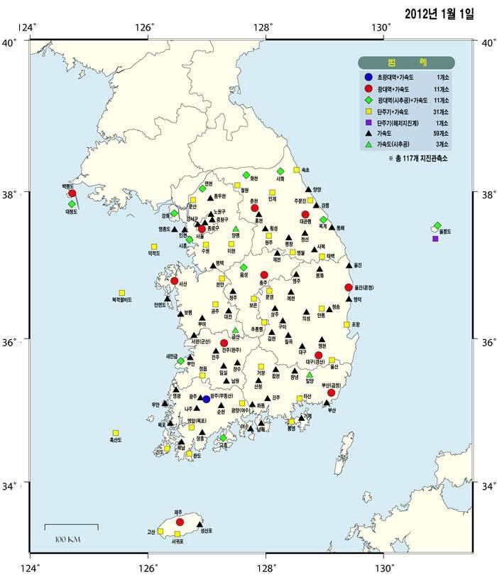 Locations of the KNSN stations