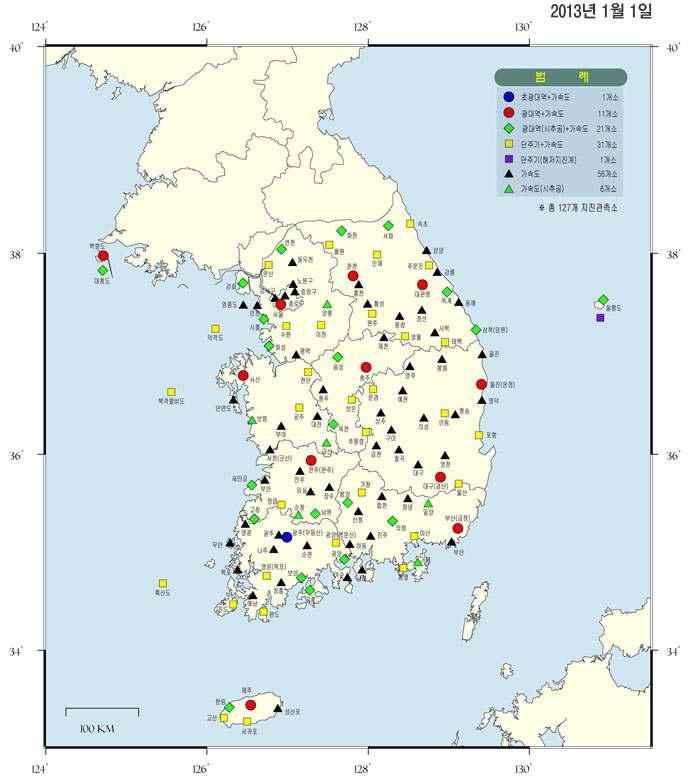 Location of the KMA seismic stations