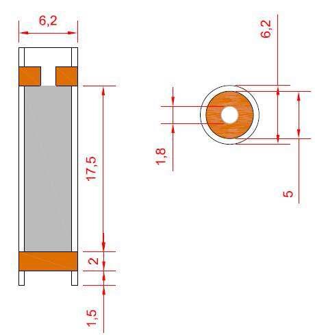 Cross-section diagram of CaCl2 hygroscopic flare prototype