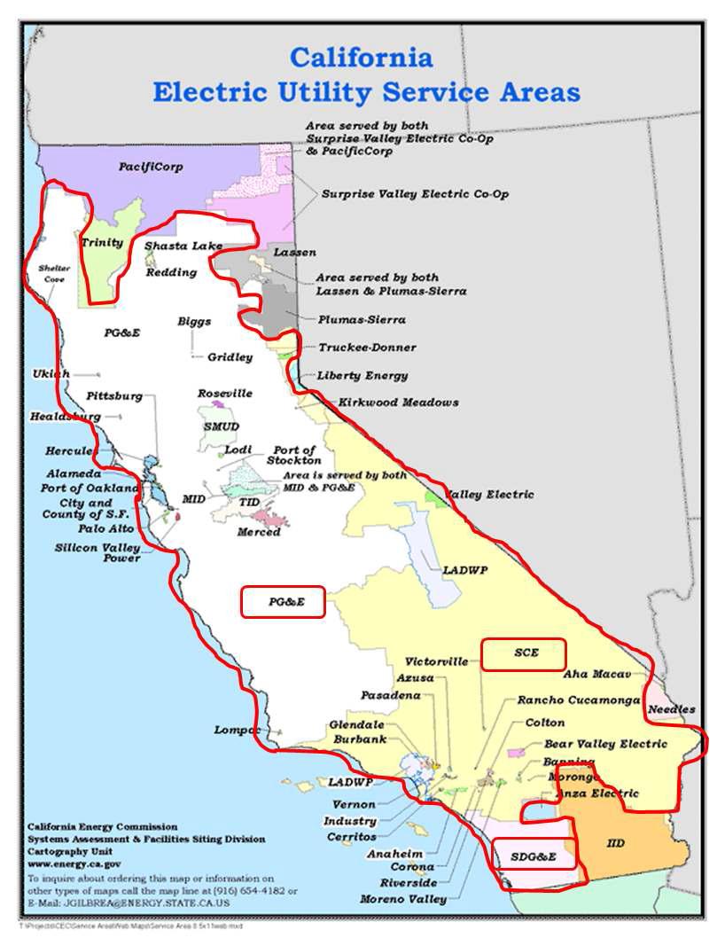California Electricity Utility Service Areas