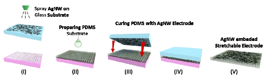 Embedding process for stretchable transparent electrode