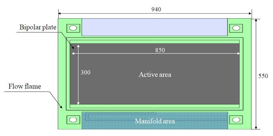 Final design of the bipolar plate/flow frame unit