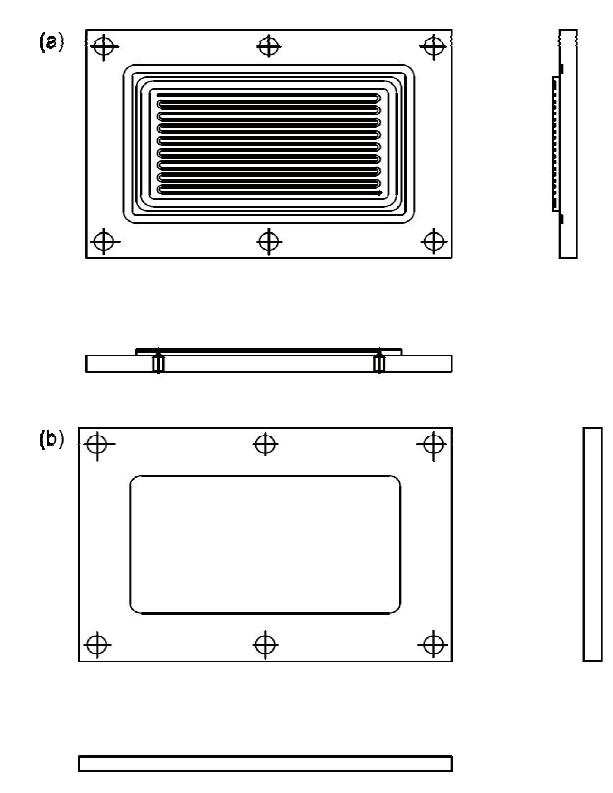 FCDI 설계도 flow path of (a) carbon slurry, (b) salty water