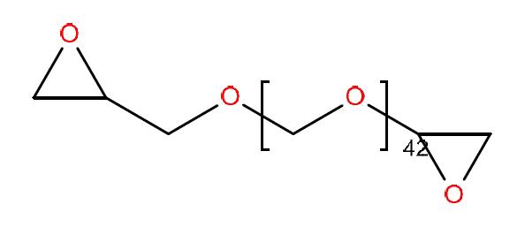 Chemical structure of a PEGDE-20 kDa chain end-capped with epoxide groups, which consists of 42 repeating monomers. Left epoxide group containing O atom is denoted by ‘Head’ side, where the opposite is denoted by ‘Tail