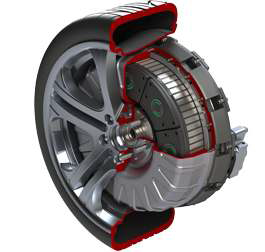 Sample in-wheel motor, Protean Drive™ (81kW, 31kg) [Protean Electric]