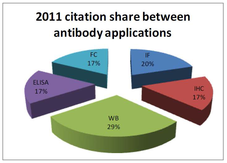 2011년 기준 항체의 응용분야