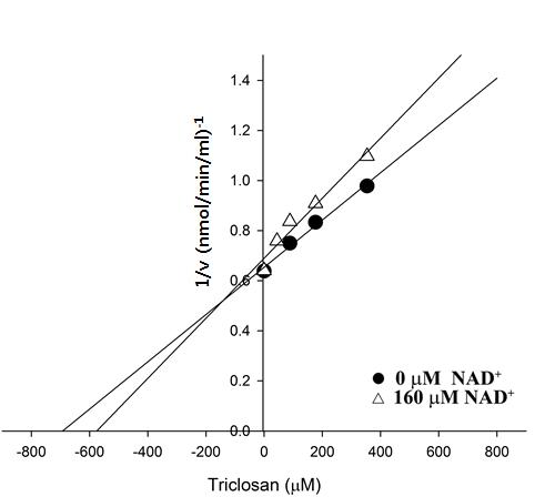 Initial rate of GapA reaction in the presence of triclosan