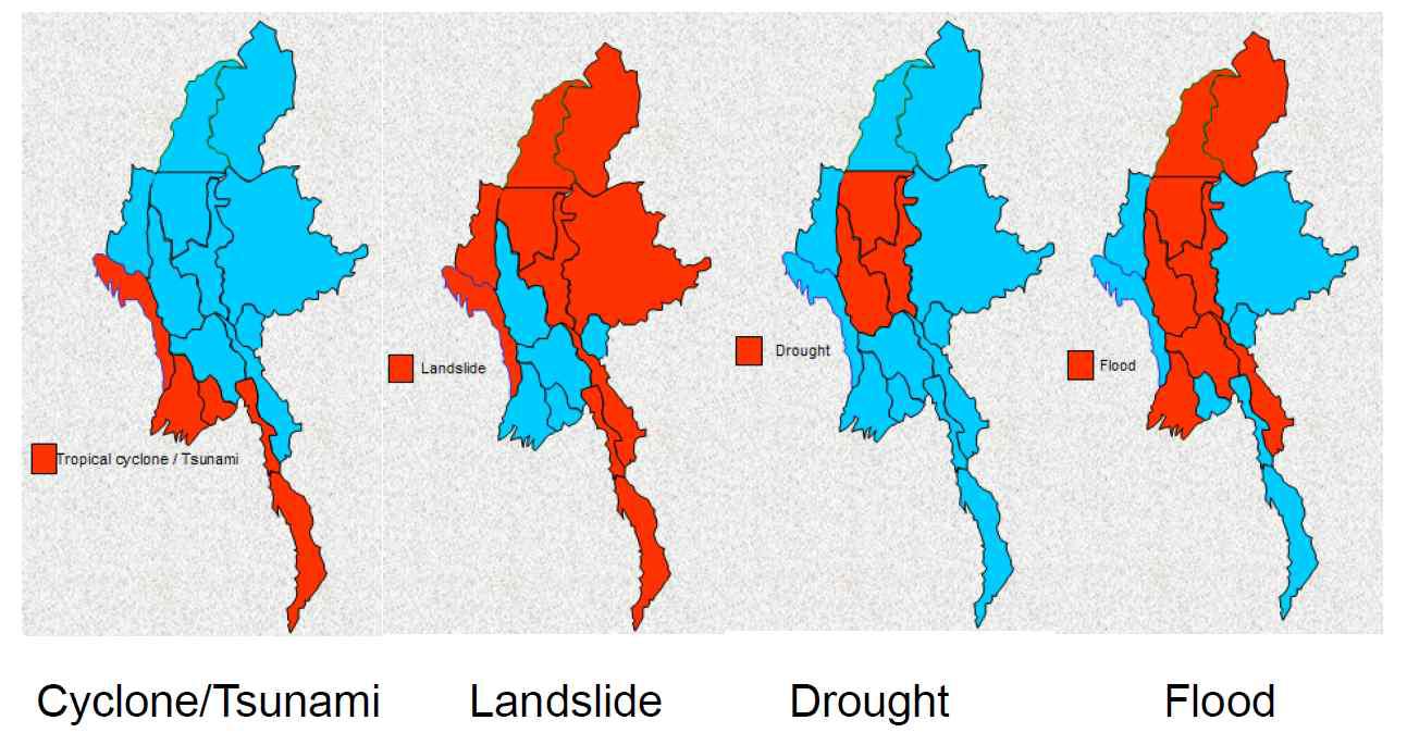 미얀마 상습 자연재해 지역도