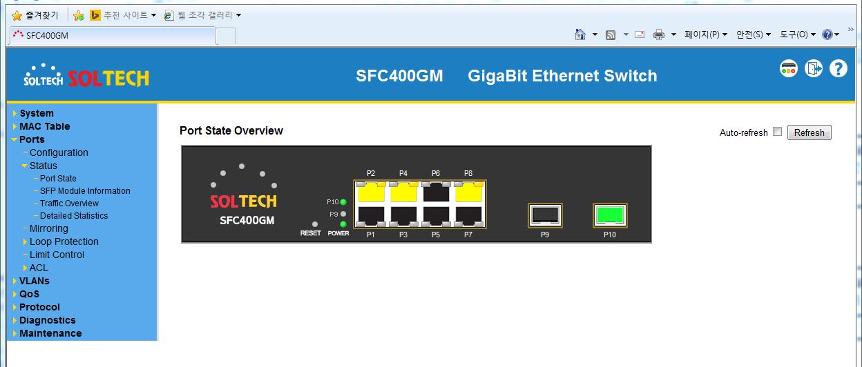 Starting screen of optical hub connection on 300m.