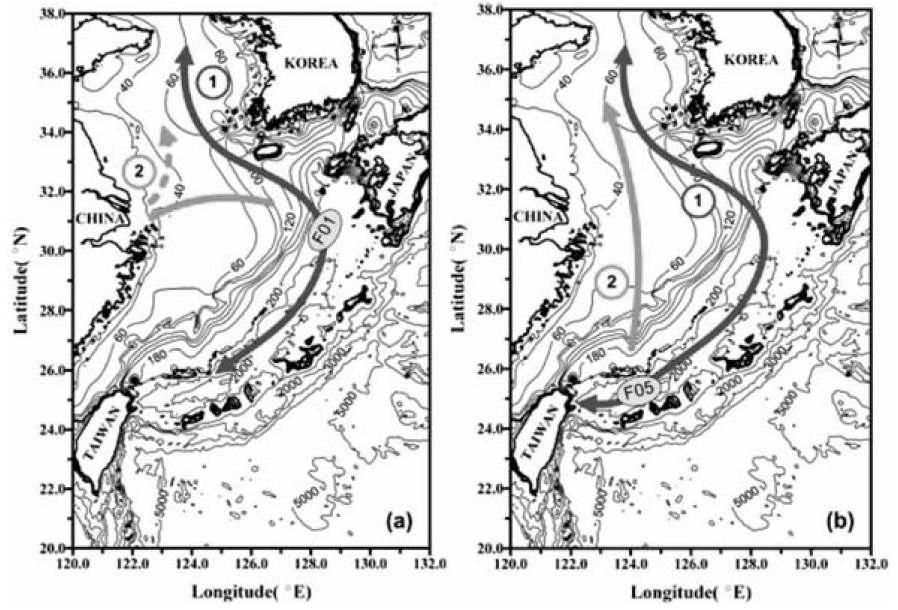Direction of major energy propagation of scenario earthquakes near the Okinawa trough