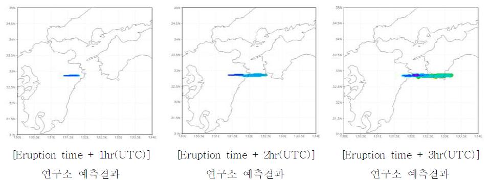 Prediction of volcanic ash dispersion for Aso volcano using 00 UTC UM data on 29th November, 2014.