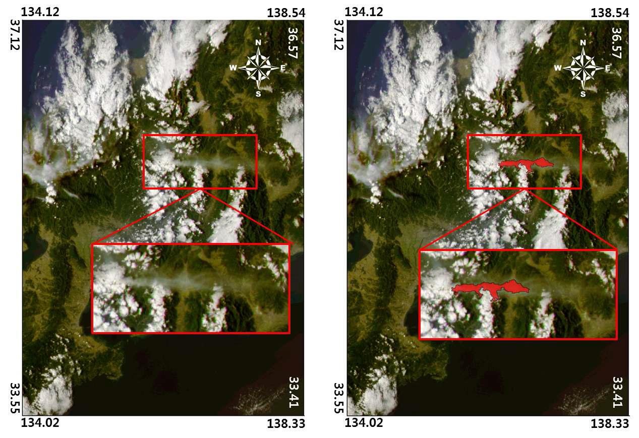 Detection of ash dispersion using GOGI data.