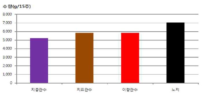 재배방법 및 관수방법별 수량