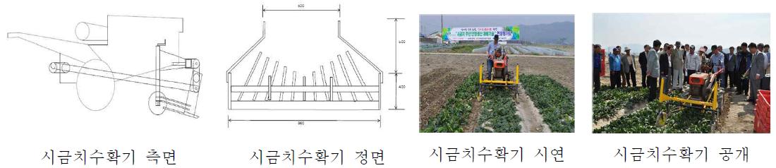 시금치수확기와 수확 모습