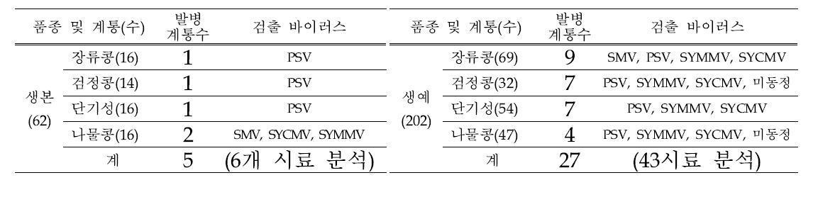 생본 62계통, 생예 202계통에 대한 포장검정 결과