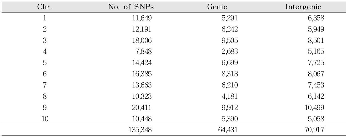 SNP distribution in chromosome - 271002KS