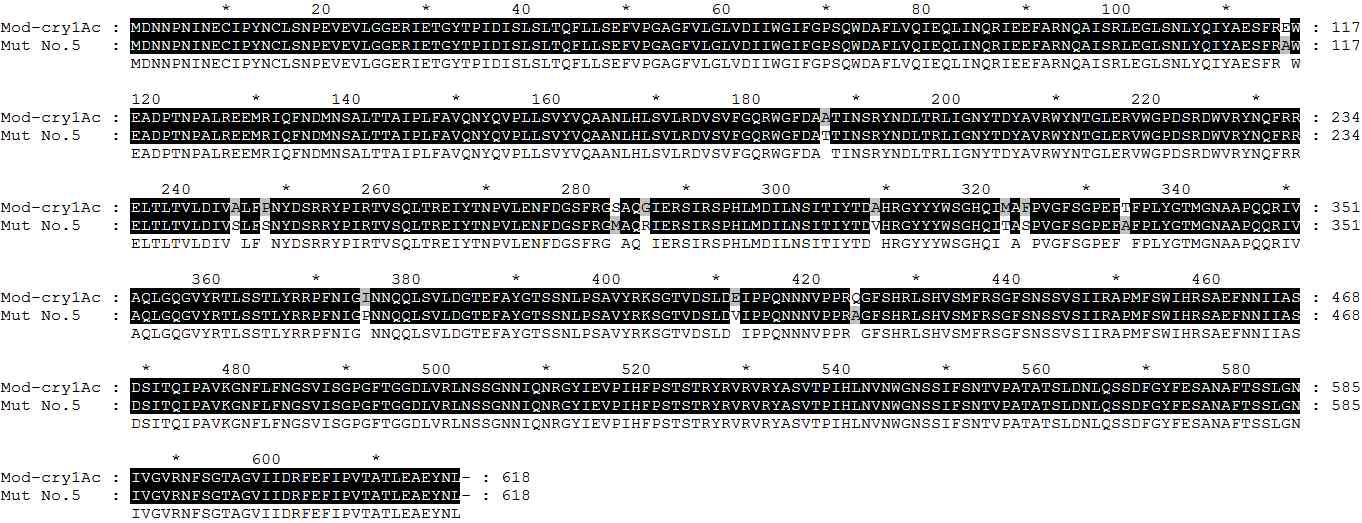 Amino acid sequence of Mut-Cry1Ac No. 5