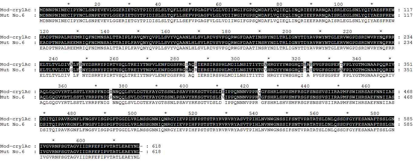 Amino acid sequence of Mut-Cry1Ac No. 6