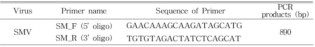 콩 감염바이러스(Soybean mosaic virus) 선별을 위한 PCR 프라이머