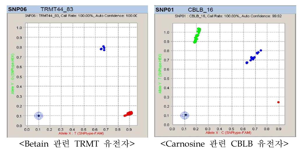 Phenotype related genotype result of Betain and Carnosine traits