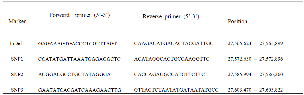 Primer sequences of newly developed SNP markers.