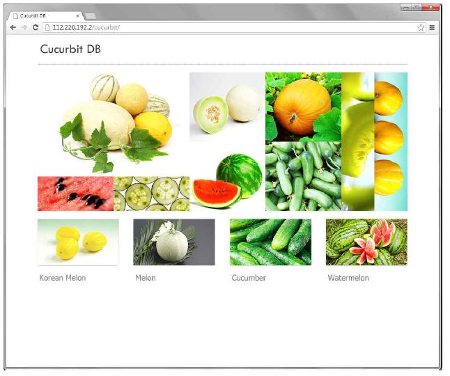 박과작물 웹 데이터베이스 첫 화면