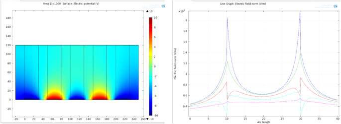 Results of modeling using COMSOL.