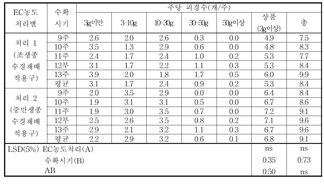 감자 ‘제서‘ 가을 분무경 수경재배 시에 수확시기에 따른 괴경수 변화