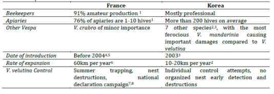 Comparison between French and Korean situations