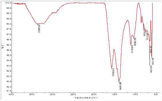 450oC에서 제조한 헤어리베치 바이오차의 FTIR spectra