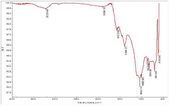 700oC에서 제조한 헤어리베치 바이오차의 FTIR spectra