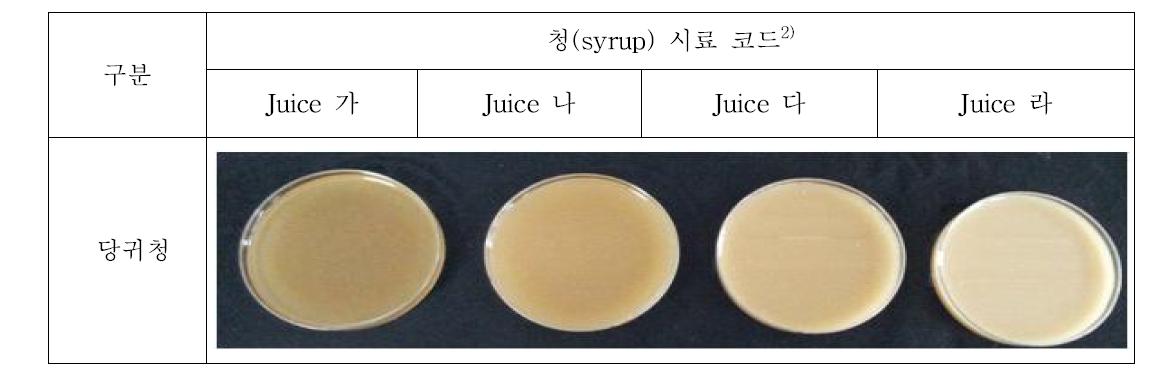 냉해동 처리한 당귀 착즙액 으로 제조한 청(syrup) 외관