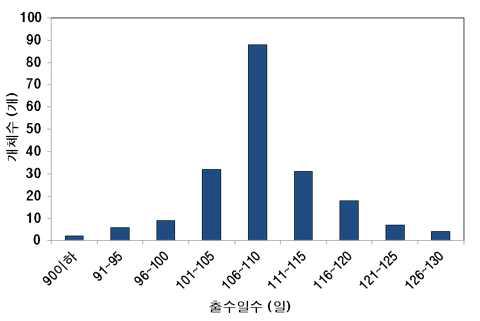 수수 유전자원의 출수일수 분포