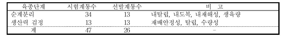 식용피 공시계통의 포장시험 선발결과